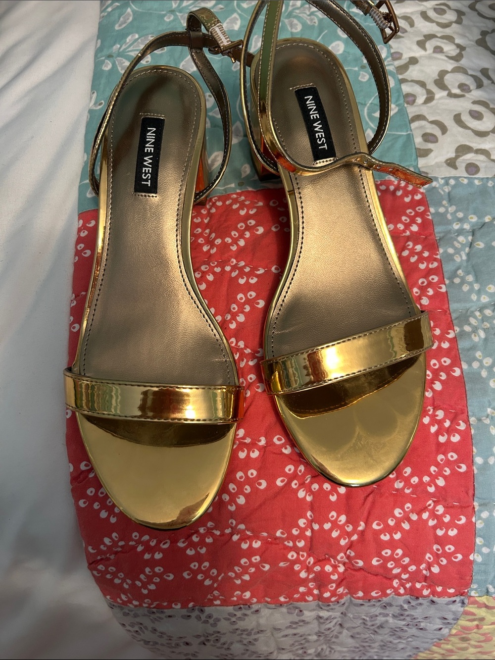 Nine West Metallic Gold/ bronze Open-Toe Ankle-Strap Sandals 7.5